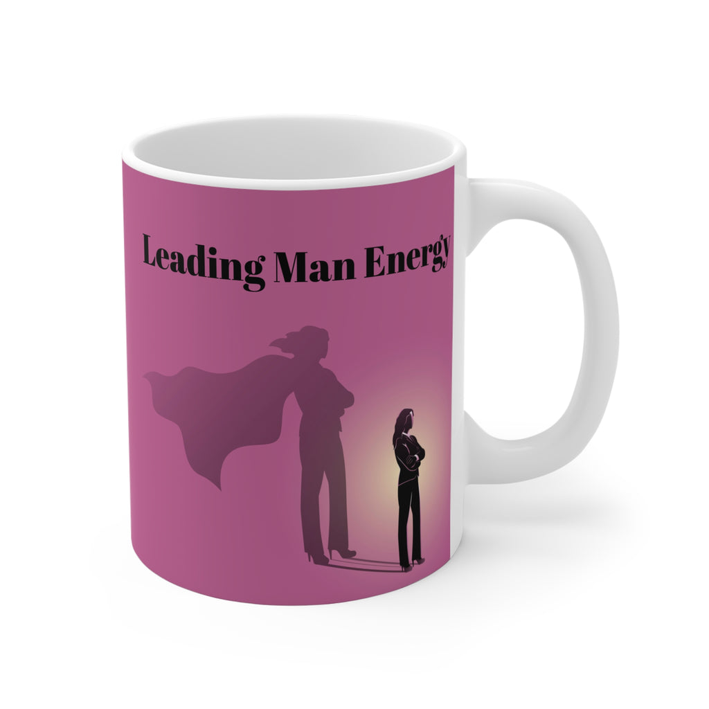 Pink Leading Man Energy | Motivational Coffee Cup | Gift for Book Lovers | Trendy Drinkware | Home Office Decor | Pink Design